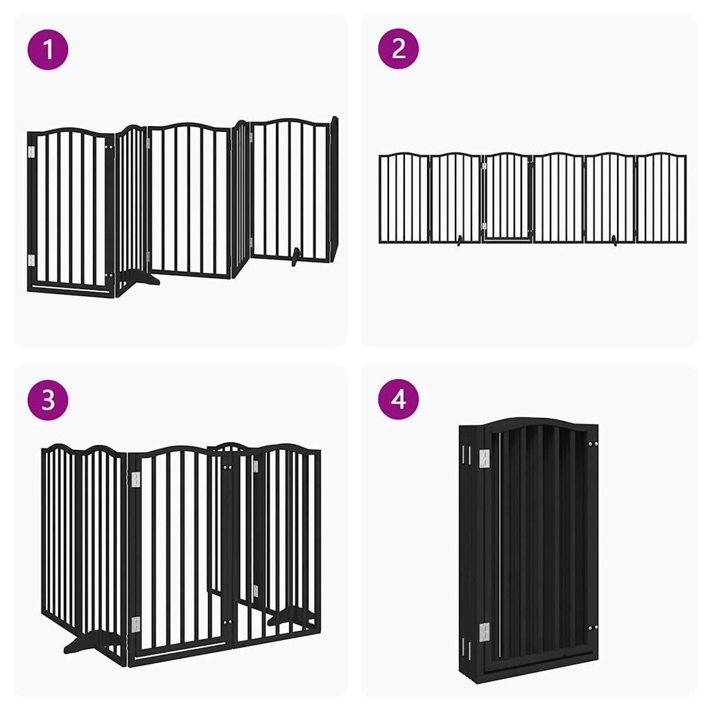 Hondenhek inklapbaar 6 panelen 300 cm populierenhout zwart is nu te koop bij PeponiXL, paradijselijk wonen!