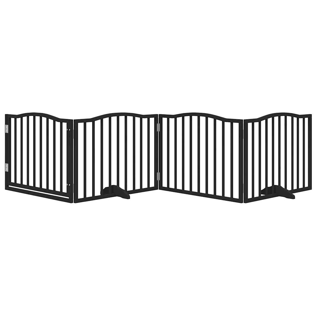 Hondenhek met deur opvouwbaar 4 panelen zwart 320 cm populierenhout is nu te koop bij PeponiXL, paradijselijk wonen!