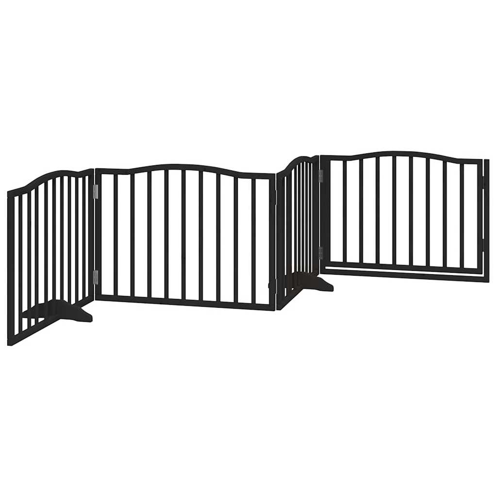 Hondenhek met deur opvouwbaar 4 panelen zwart 320 cm populierenhout is nu te koop bij PeponiXL, paradijselijk wonen!