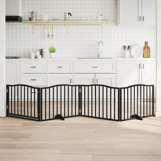 Hondenhek met deur opvouwbaar 4 panelen zwart 320 cm populierenhout is nu te koop bij PeponiXL, paradijselijk wonen!