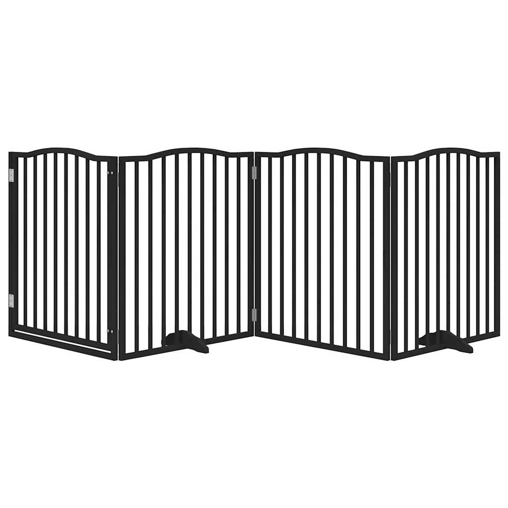 Hondenhek inklapbaar 4 panelen 320 cm populierenhout zwart is nu te koop bij PeponiXL, paradijselijk wonen!