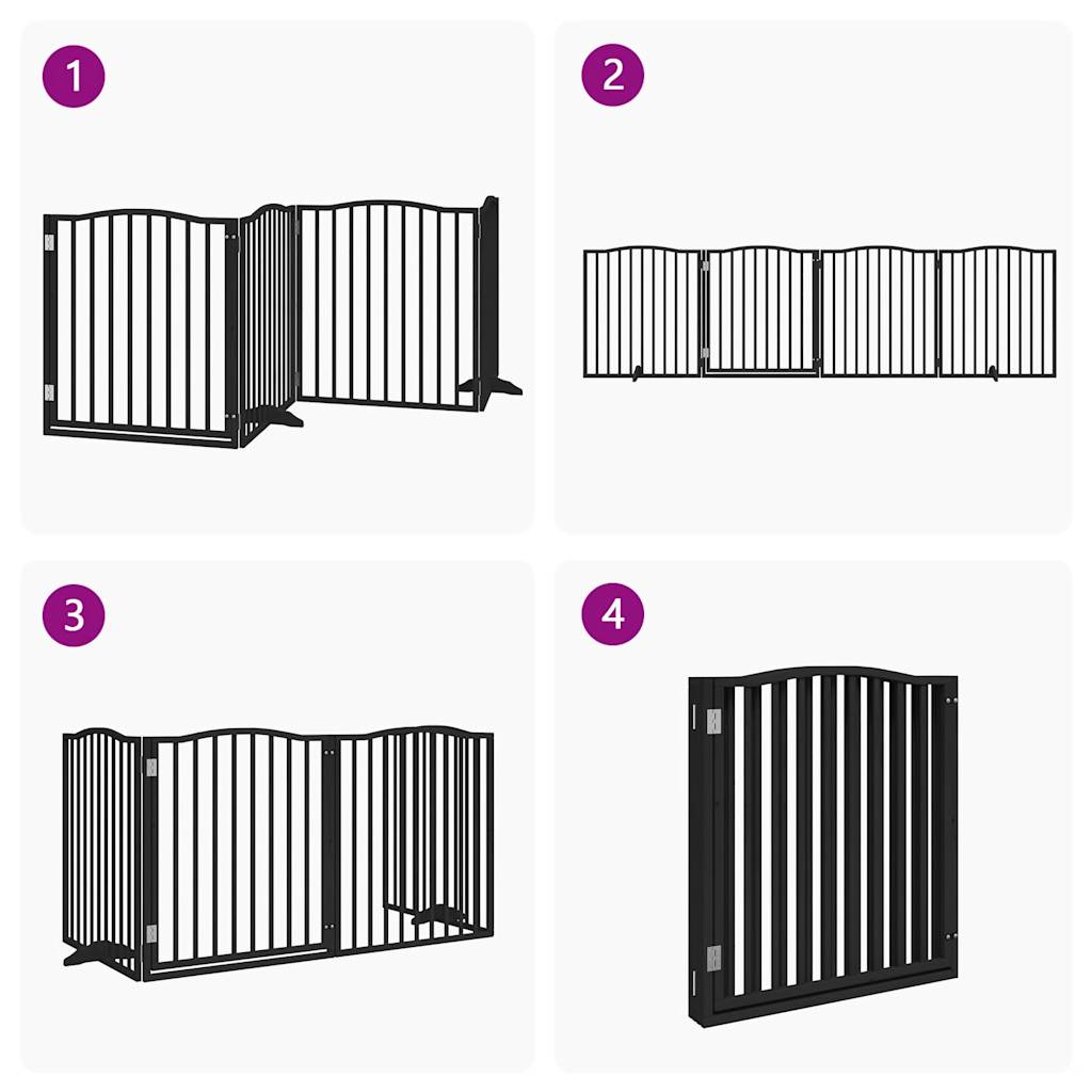 Hondenhek inklapbaar 4 panelen 320 cm populierenhout zwart is nu te koop bij PeponiXL, paradijselijk wonen!