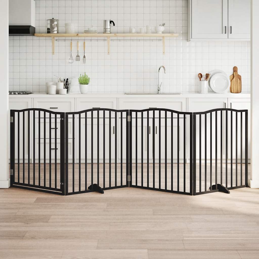 Hondenhek inklapbaar 4 panelen 320 cm populierenhout zwart is nu te koop bij PeponiXL, paradijselijk wonen!