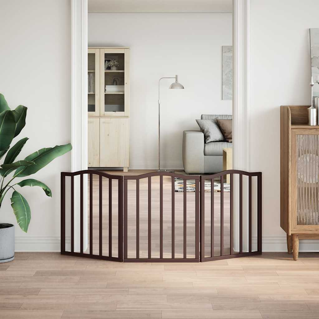 Hondenhek inklapbaar 3 panelen 150 cm populierenhout bruin eik is nu te koop bij PeponiXL, paradijselijk wonen!