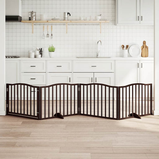 Hondenhek inklapbaar 4 panelen 320cm populierenhout bruin eiken is nu te koop bij PeponiXL, paradijselijk wonen!