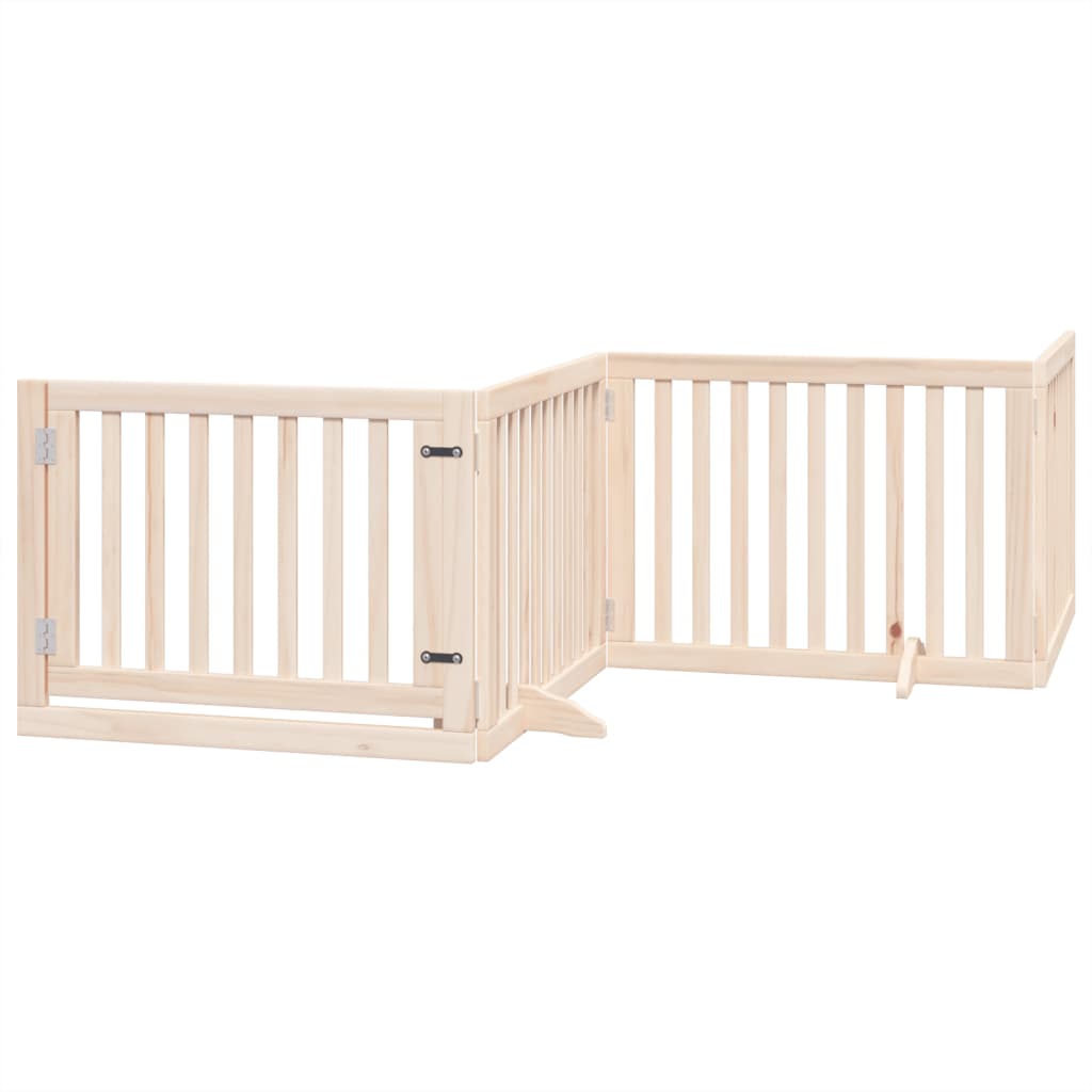 Hondenhek met deur opvouwbaar 4 panelen 320 cm populierenhout is nu te koop bij PeponiXL, paradijselijk wonen!