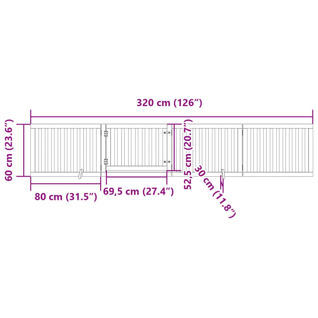 Hondenhek met deur opvouwbaar 4 panelen 320 cm populierenhout is nu te koop bij PeponiXL, paradijselijk wonen!