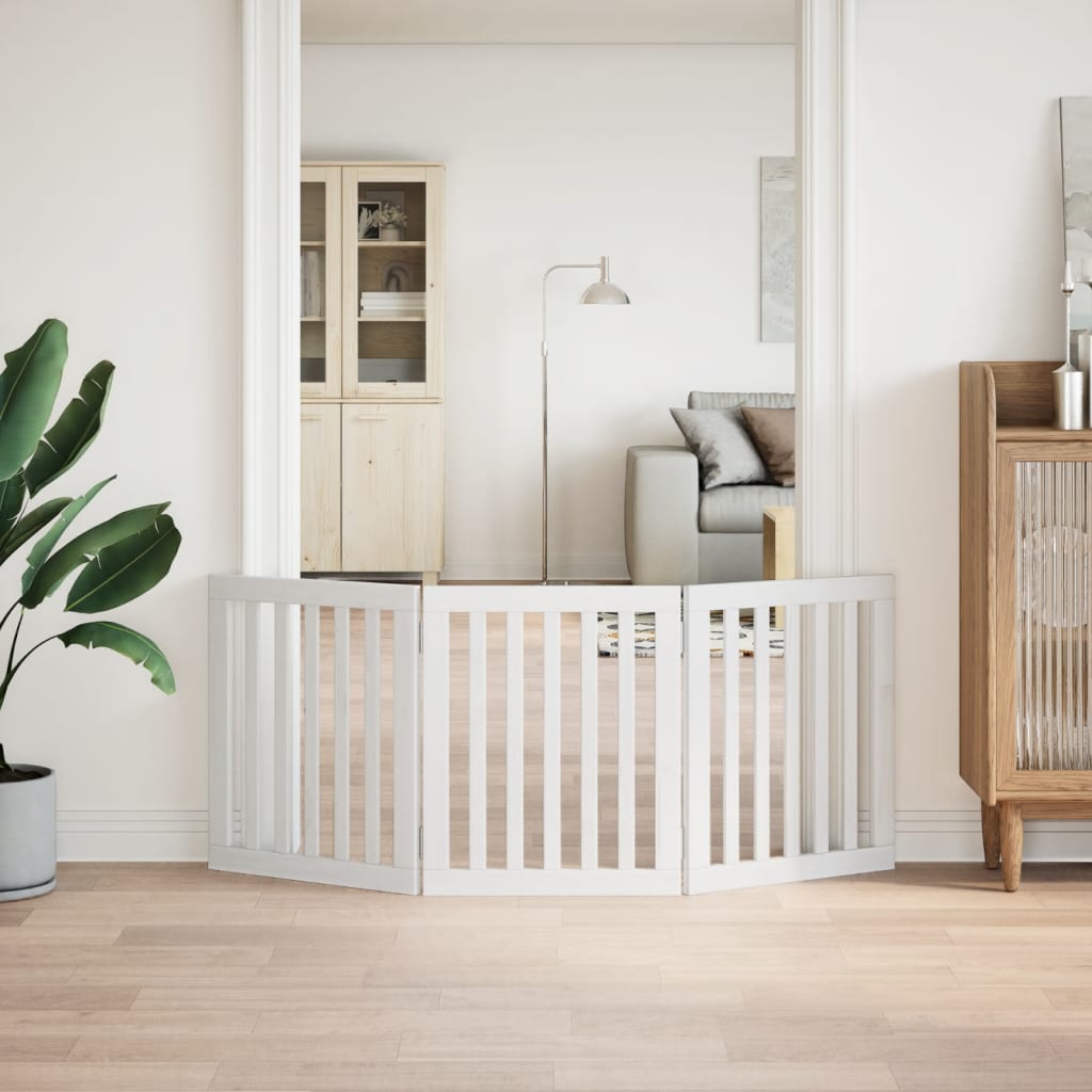 Hondenhek inklapbaar 3 panelen 150 cm populierenhout wit is nu te koop bij PeponiXL, paradijselijk wonen!