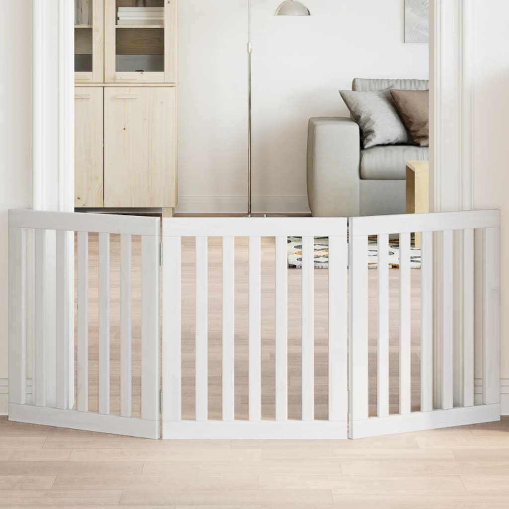 Hondenhek inklapbaar 3 panelen 150 cm populierenhout wit is nu te koop bij PeponiXL, paradijselijk wonen!