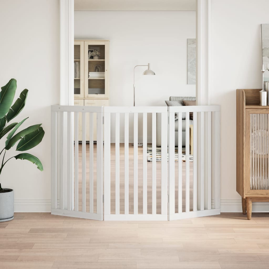 Hondenhek inklapbaar 3 panelen 150 cm populierenhout wit is nu te koop bij PeponiXL, paradijselijk wonen!