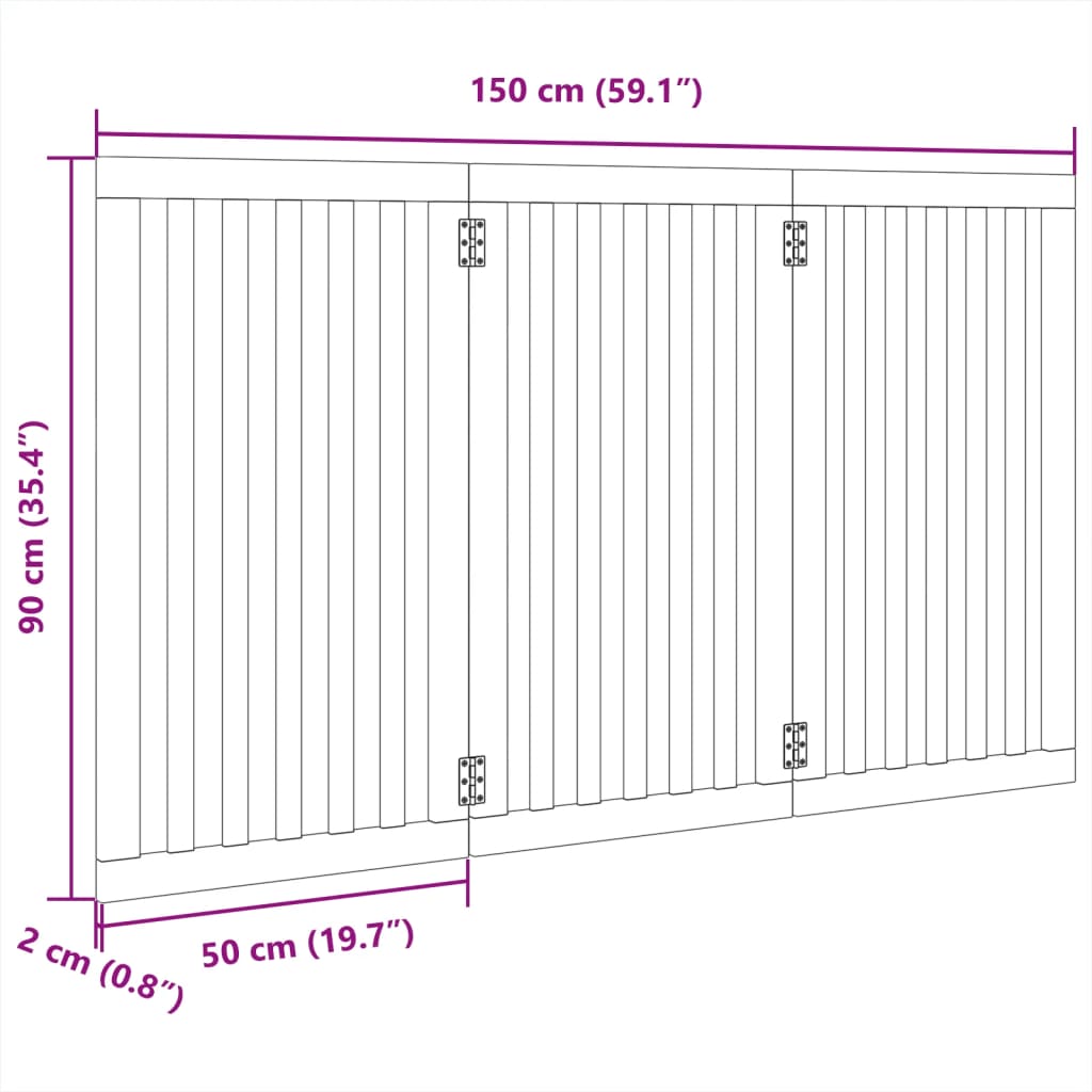 Hondenhek inklapbaar 3 panelen 150 cm populierenhout wit is nu te koop bij PeponiXL, paradijselijk wonen!