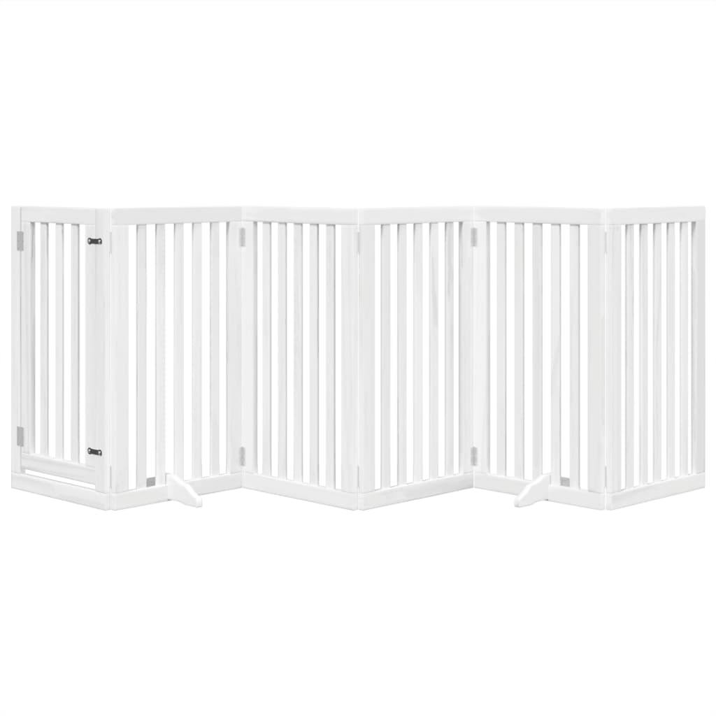 Hondenhek inklapbaar met deur 6 panelen 300 cm populierhout wit is nu te koop bij PeponiXL, paradijselijk wonen!
