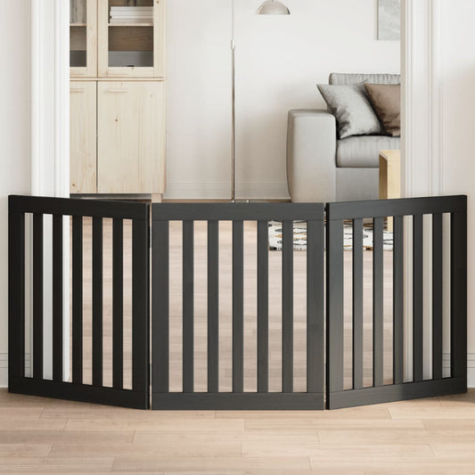Hondenhek inklapbaar 3 panelen 150 cm populierenhout zwart is nu te koop bij PeponiXL, paradijselijk wonen!
