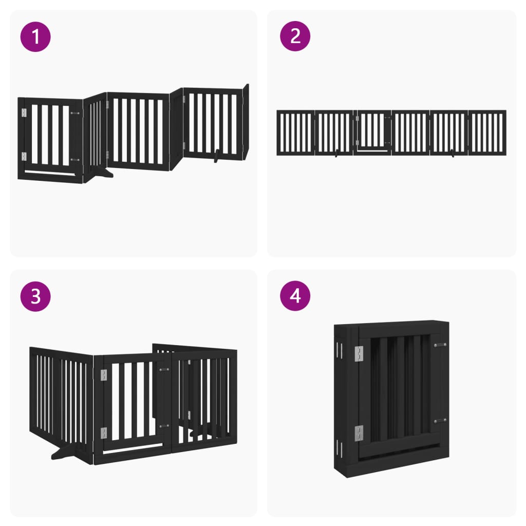 Hondenhek inklapbaar 6 panelen 300 cm populierenhout zwart is nu te koop bij PeponiXL, paradijselijk wonen!