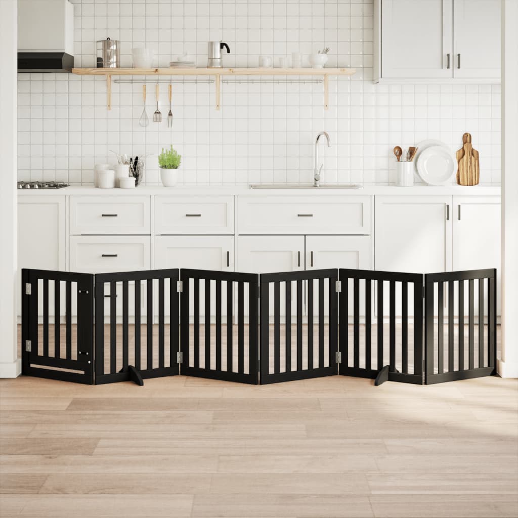 Hondenhek inklapbaar 6 panelen 300 cm populierenhout zwart is nu te koop bij PeponiXL, paradijselijk wonen!