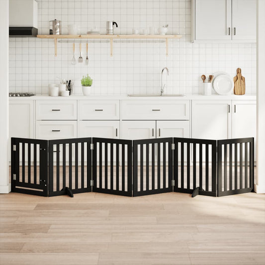 Hondenhek inklapbaar 6 panelen 300 cm populierenhout zwart is nu te koop bij PeponiXL, paradijselijk wonen!