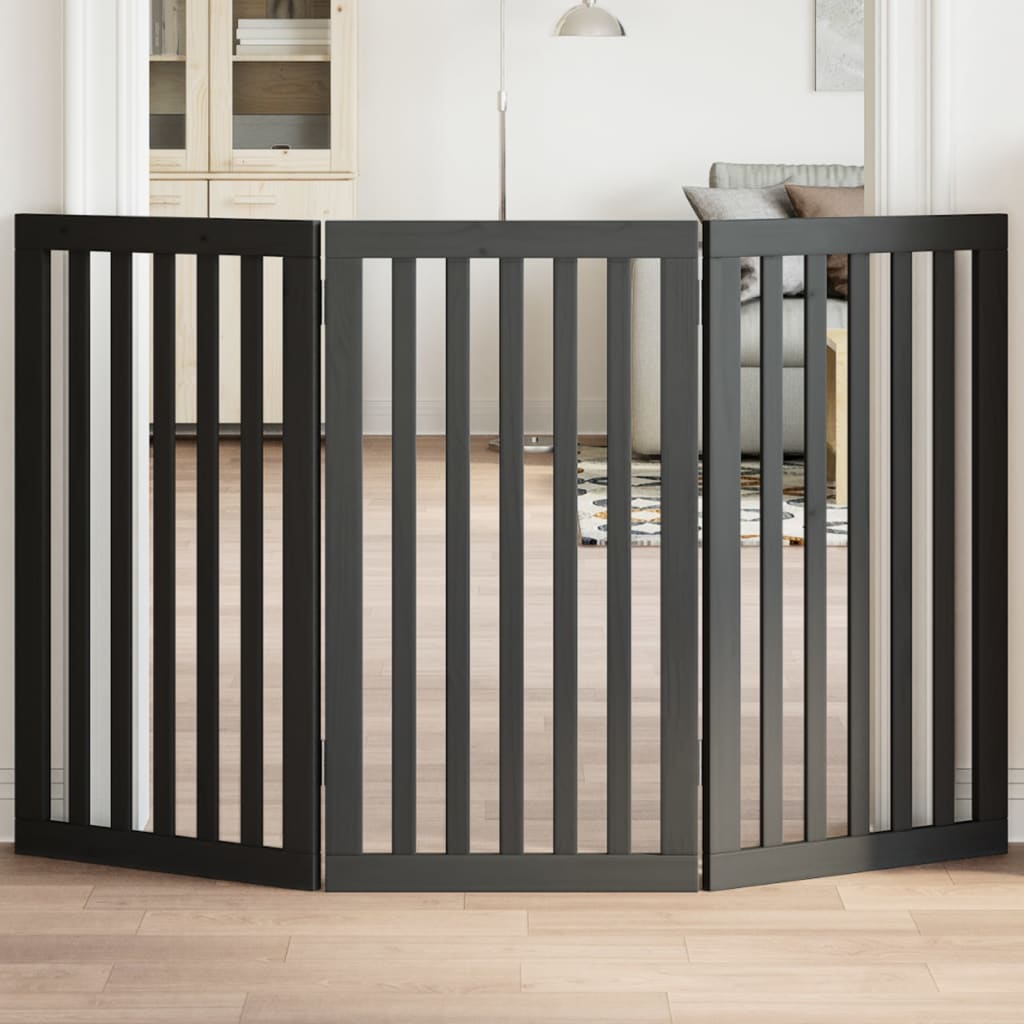 Hondenhek inklapbaar 3 panelen 150 cm populierenhout zwart is nu te koop bij PeponiXL, paradijselijk wonen!