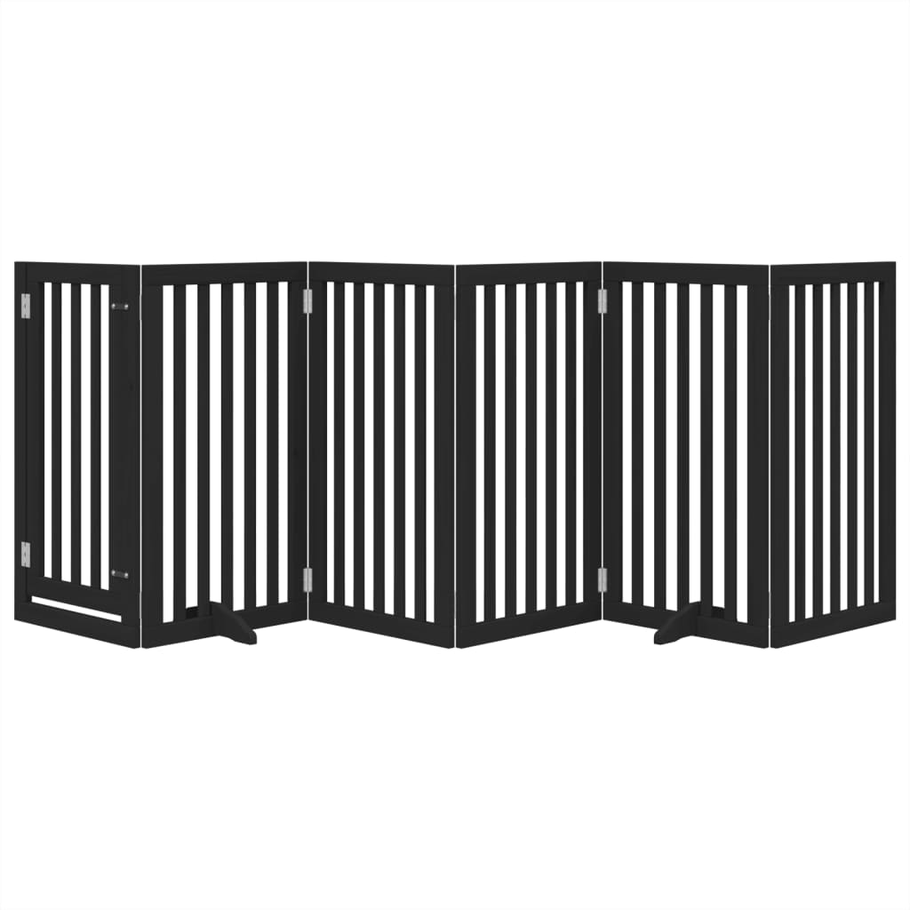 Hondenhek inklapbaar 6 panelen 300 cm populierenhout zwart is nu te koop bij PeponiXL, paradijselijk wonen!