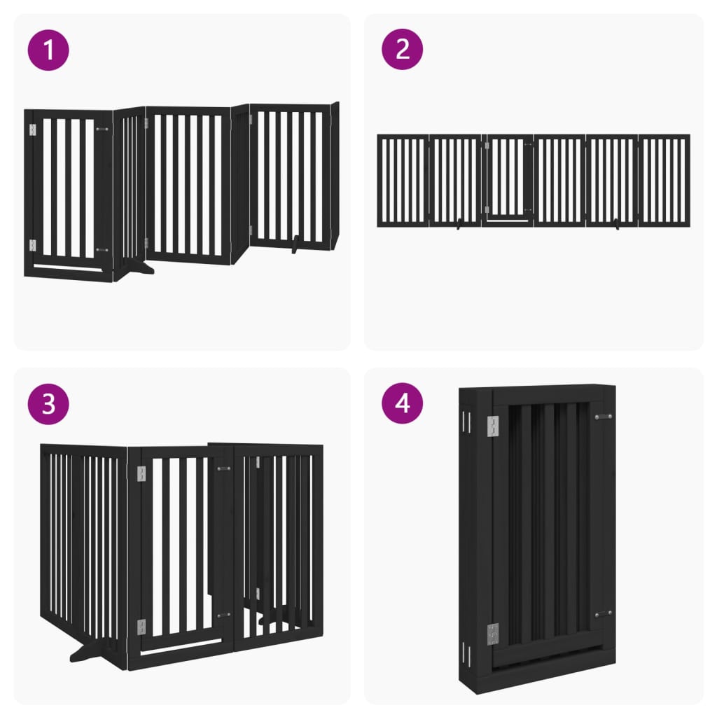 Hondenhek inklapbaar 6 panelen 300 cm populierenhout zwart is nu te koop bij PeponiXL, paradijselijk wonen!