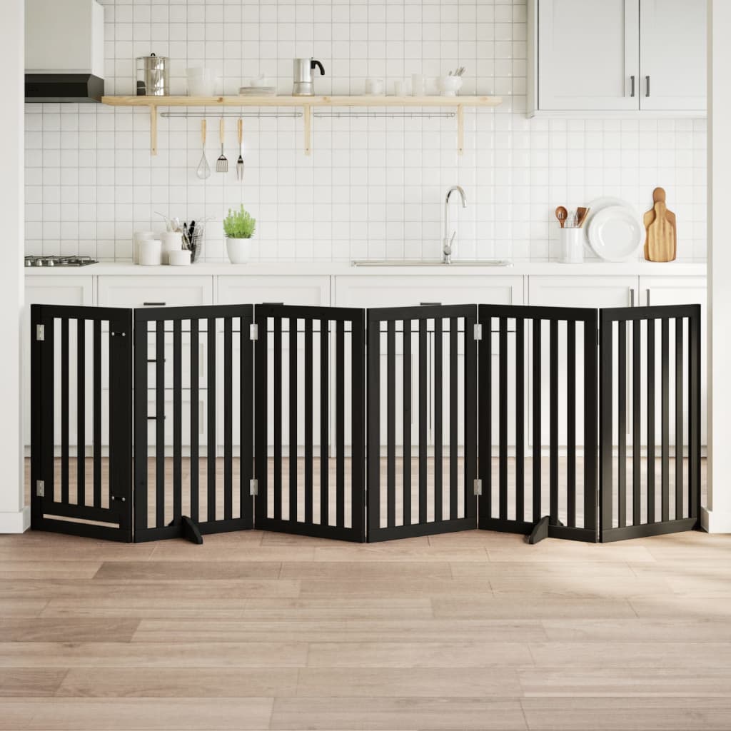 Hondenhek inklapbaar 6 panelen 300 cm populierenhout zwart is nu te koop bij PeponiXL, paradijselijk wonen!