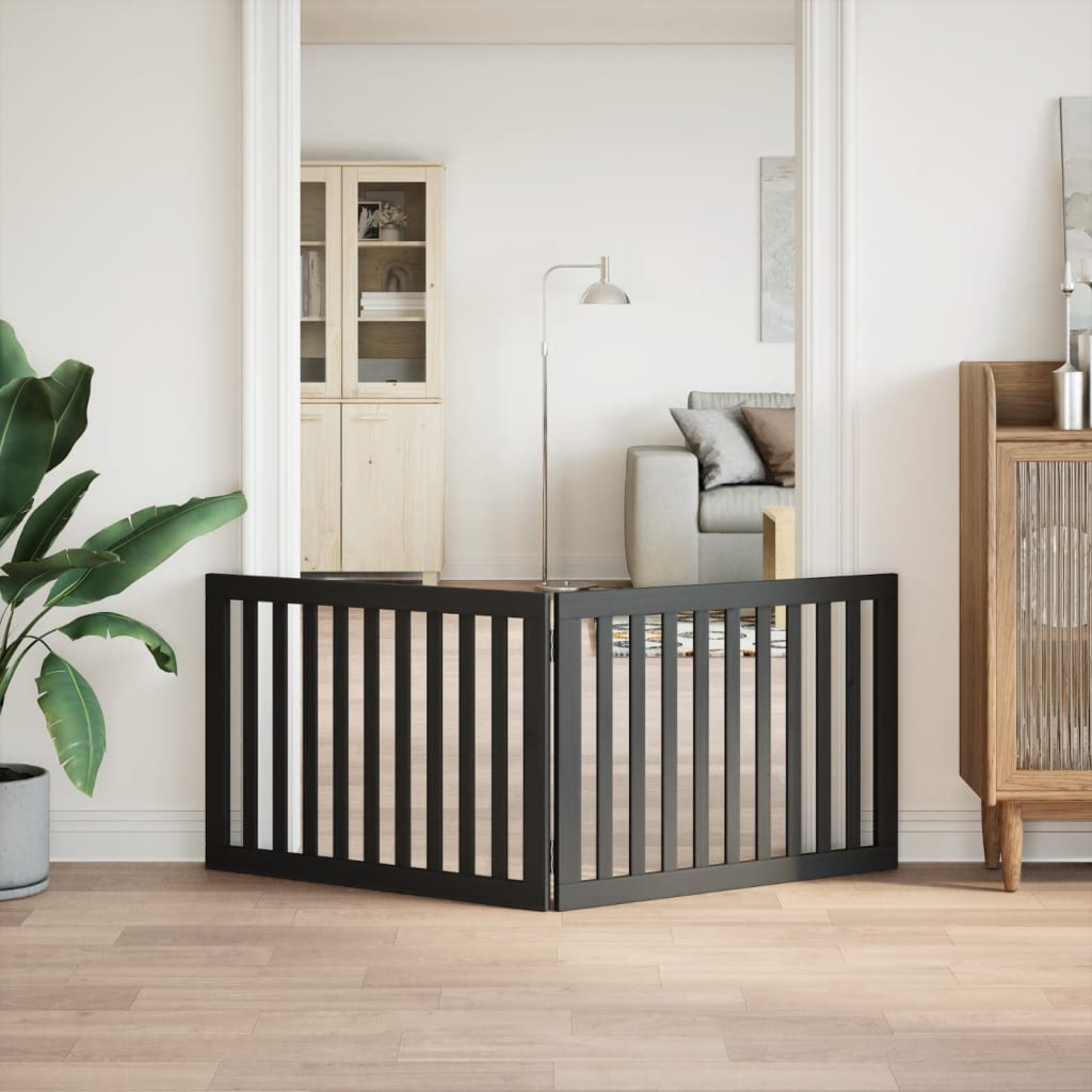 Hondenhek inklapbaar 2 panelen 160 cm populierenhout zwart is nu te koop bij PeponiXL, paradijselijk wonen!