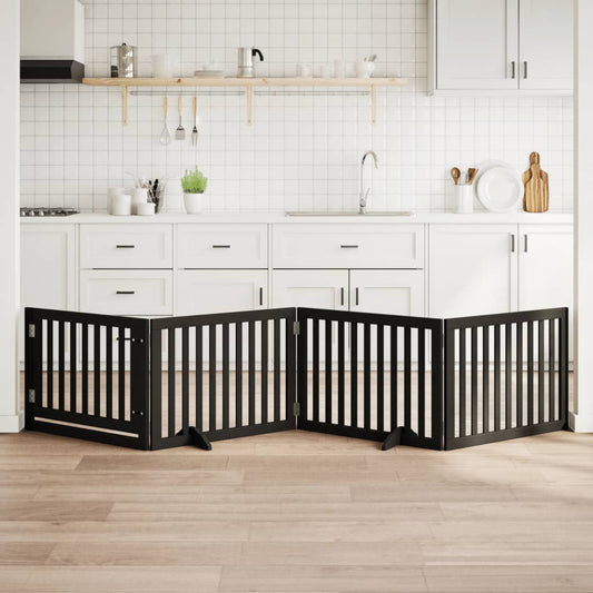Hondenhek inklapbaar 4 panelen 320 cm populierenhout zwart is nu te koop bij PeponiXL, paradijselijk wonen!