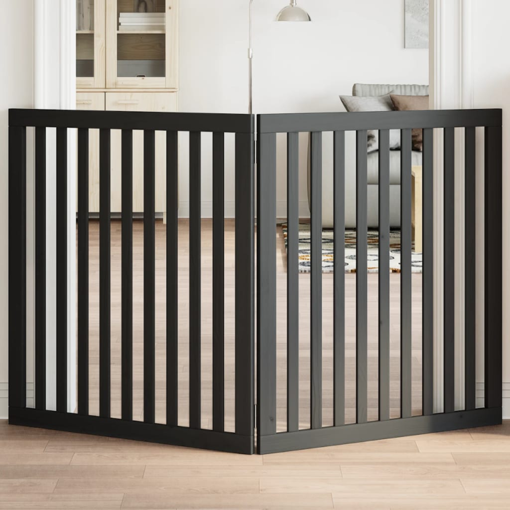 Hondenhek inklapbaar 2 panelen 160 cm populierenhout zwart is nu te koop bij PeponiXL, paradijselijk wonen!