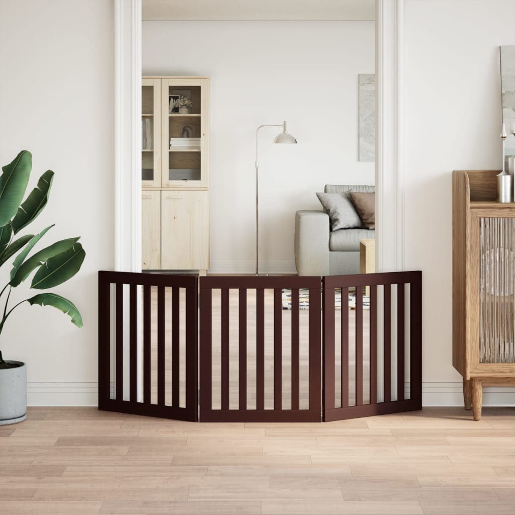 Hondenhek inklapbaar 3 panelen 150 cm populierenhout bruin is nu te koop bij PeponiXL, paradijselijk wonen!