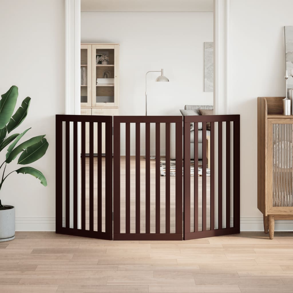 Hondenhek inklapbaar 3 panelen 150 cm populierenhout bruin is nu te koop bij PeponiXL, paradijselijk wonen!