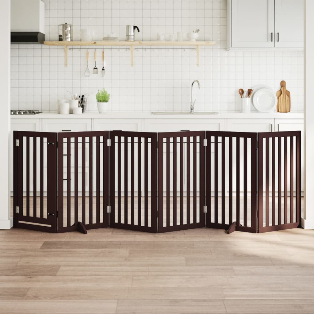 Hondenhek inklapbaar 6 panelen 300 cm populierenhout bruin is nu te koop bij PeponiXL, paradijselijk wonen!