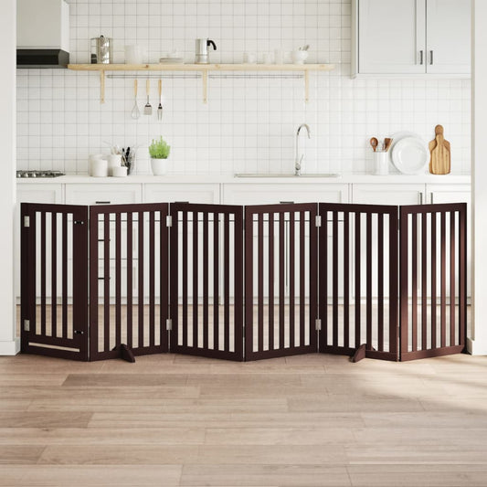 Hondenhek inklapbaar 6 panelen 300 cm populierenhout bruin is nu te koop bij PeponiXL, paradijselijk wonen!