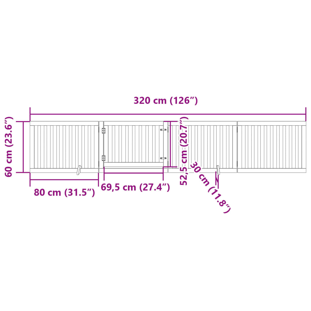 Hondenhek inklapbaar 4 panelen 320 cm populierenhout bruin is nu te koop bij PeponiXL, paradijselijk wonen!