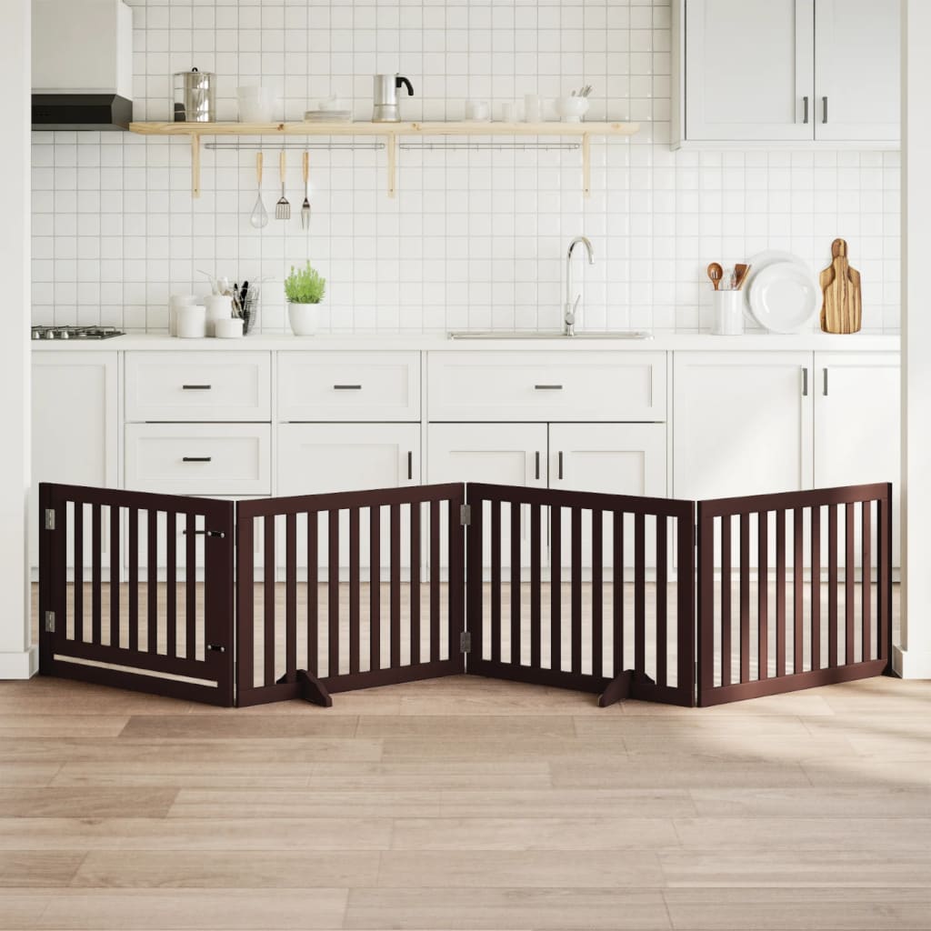 Hondenhek inklapbaar 4 panelen 320 cm populierenhout bruin is nu te koop bij PeponiXL, paradijselijk wonen!