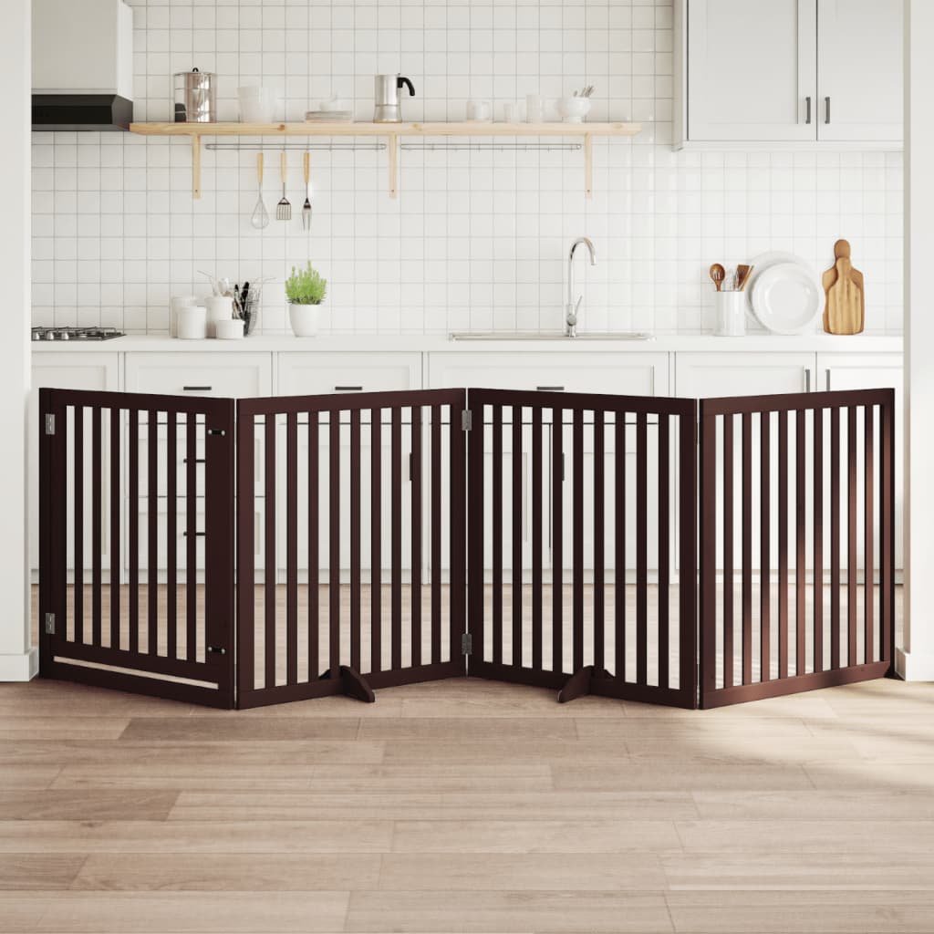 Hondenhek inklapbaar 4 panelen 320 cm populierenhout bruin is nu te koop bij PeponiXL, paradijselijk wonen!