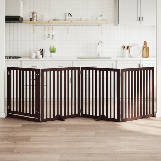 Hondenhek inklapbaar 4 panelen 320 cm populierenhout bruin is nu te koop bij PeponiXL, paradijselijk wonen!