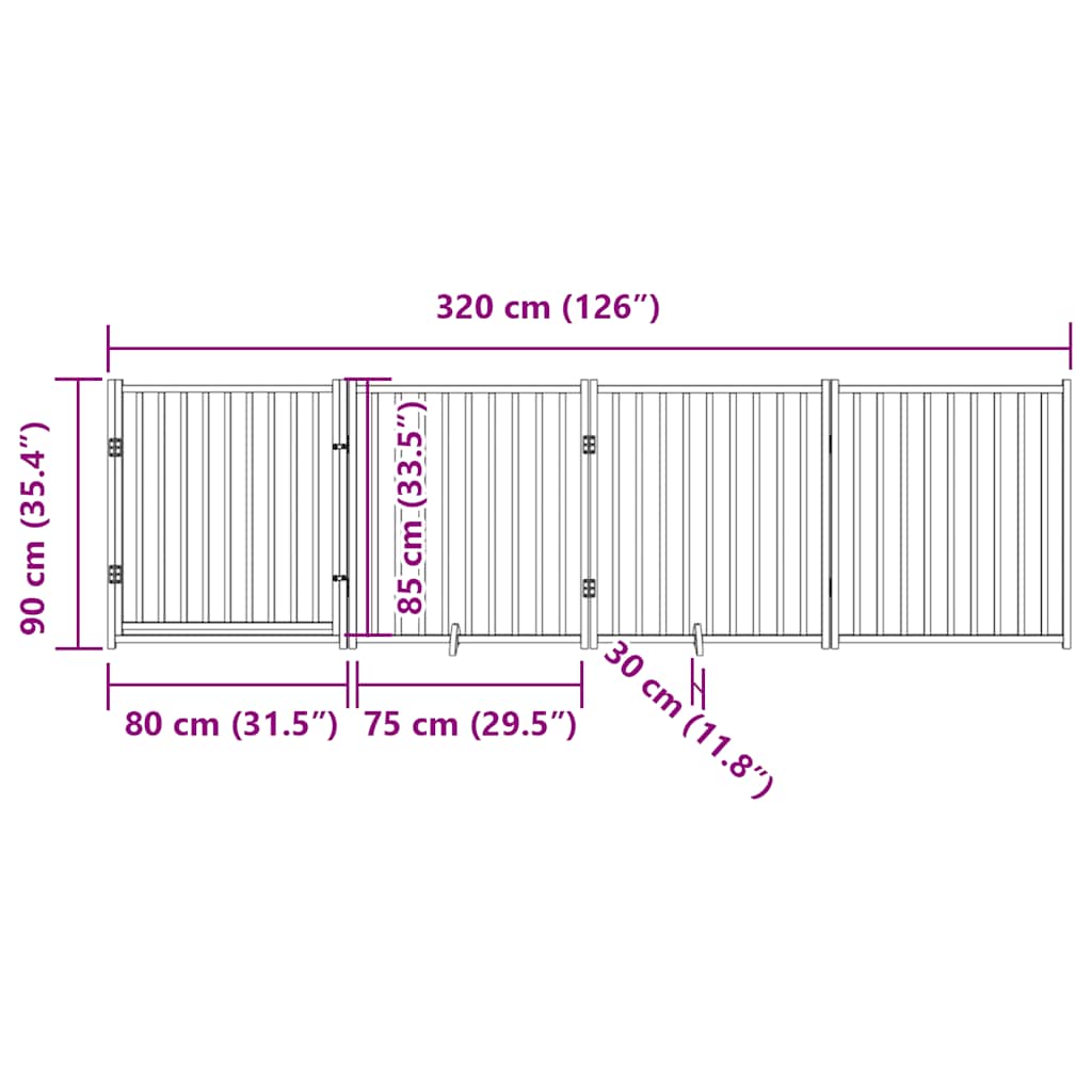 Hondenhek met deur opvouwbaar 4 panelen 320 cm massief vurenhout is nu te koop bij PeponiXL, paradijselijk wonen!