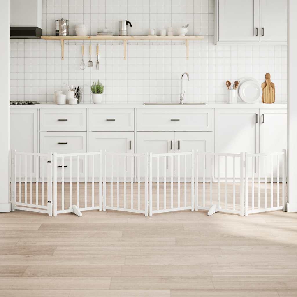 Hondenhek inklapbaar 6 panelen 300 cm massief vurenhout wit is nu te koop bij PeponiXL, paradijselijk wonen!