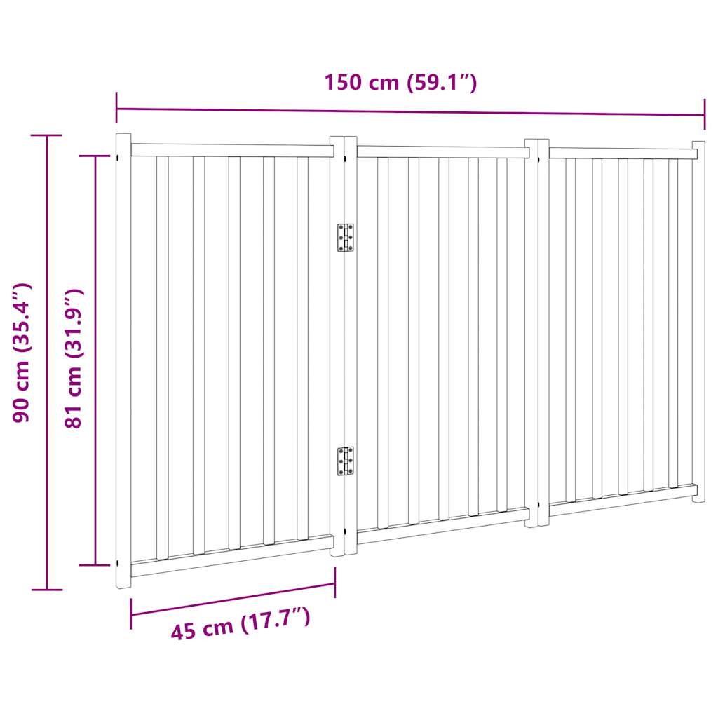 Hondenhek inklapbaar 3 panelen 150 cm massief vurenhout wit is nu te koop bij PeponiXL, paradijselijk wonen!