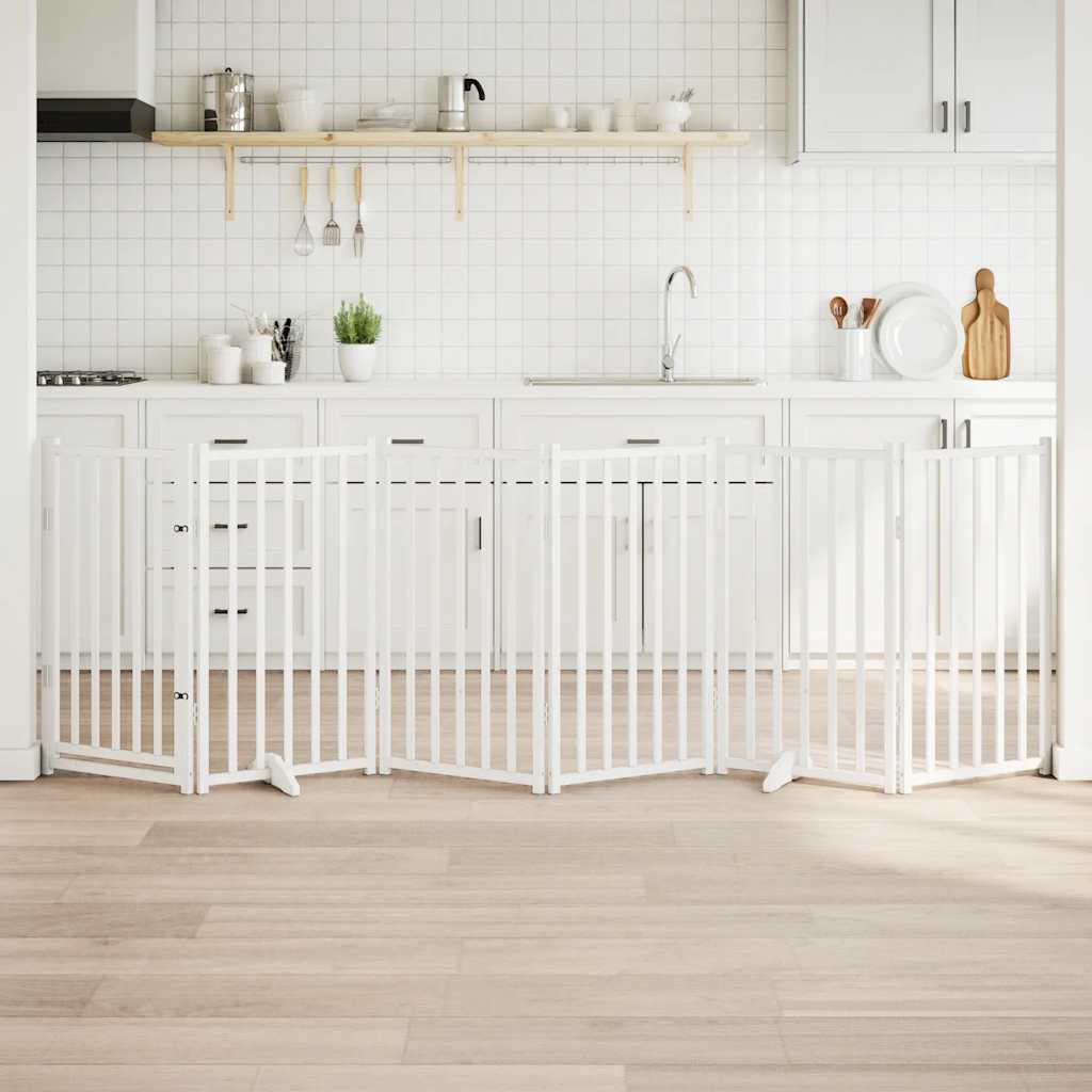 Hondenhek inklapbaar 6 panelen 300 cm massief vurenhout wit is nu te koop bij PeponiXL, paradijselijk wonen!