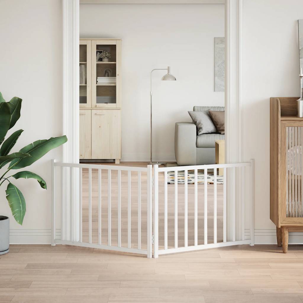 Hondenhek inklapbaar 2 panelen 160 cm massief vurenhout wit is nu te koop bij PeponiXL, paradijselijk wonen!