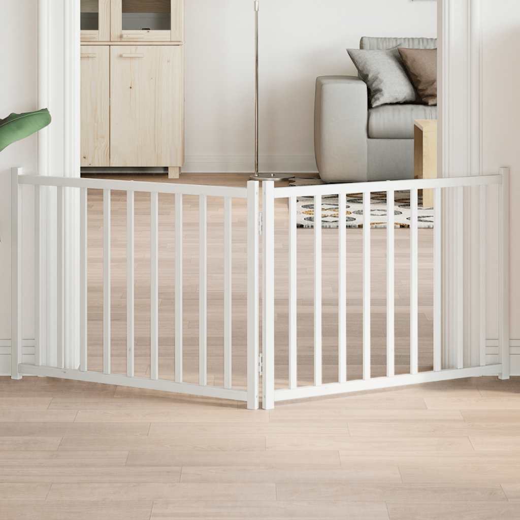 Hondenhek inklapbaar 2 panelen 160 cm massief vurenhout wit is nu te koop bij PeponiXL, paradijselijk wonen!