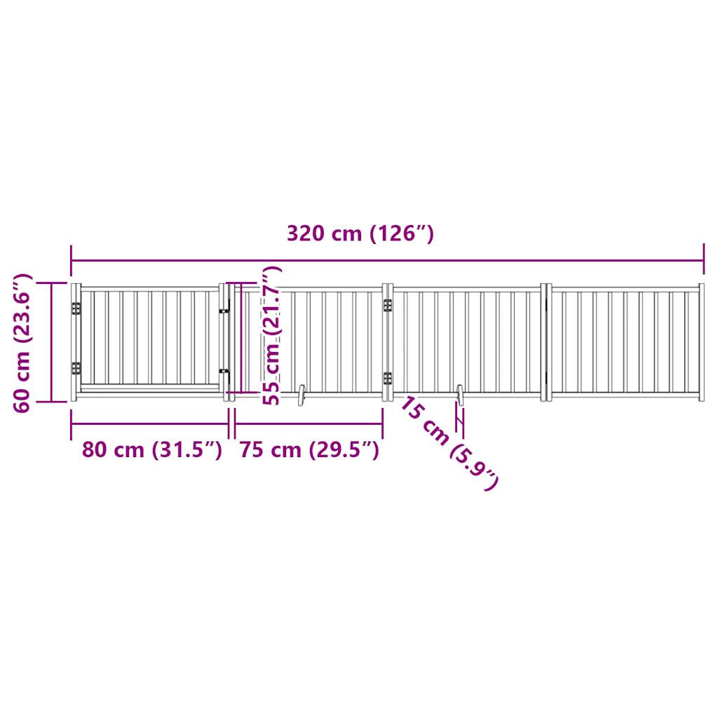 Hondenhek inklapbaar 4 panelen 320 cm massief vurenhout wit is nu te koop bij PeponiXL, paradijselijk wonen!