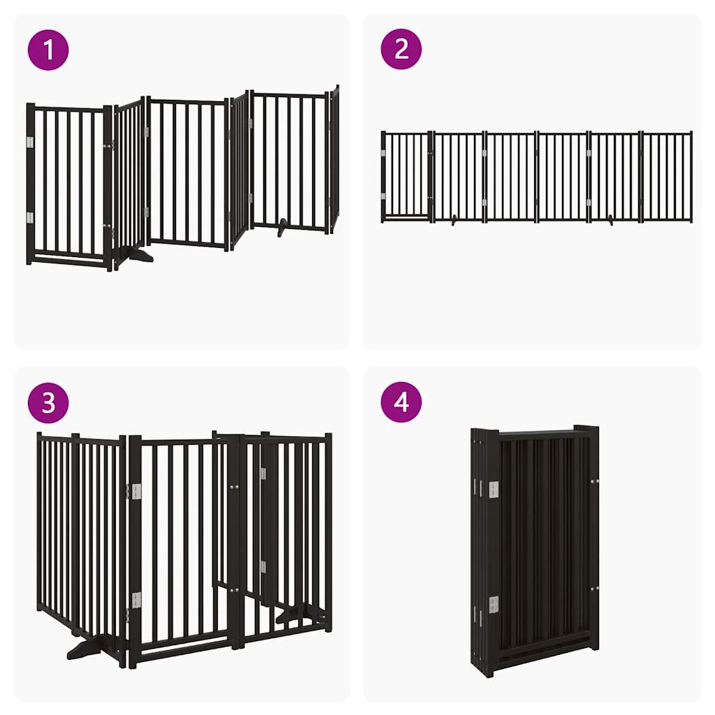 Hondenhek inklapbaar 6 panelen 300 cm massief vurenhout zwart is nu te koop bij PeponiXL, paradijselijk wonen!