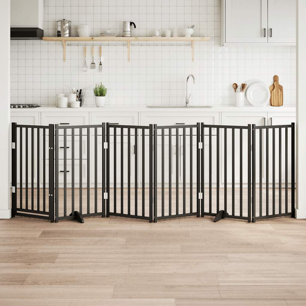 Hondenhek inklapbaar 6 panelen 300 cm massief vurenhout zwart is nu te koop bij PeponiXL, paradijselijk wonen!