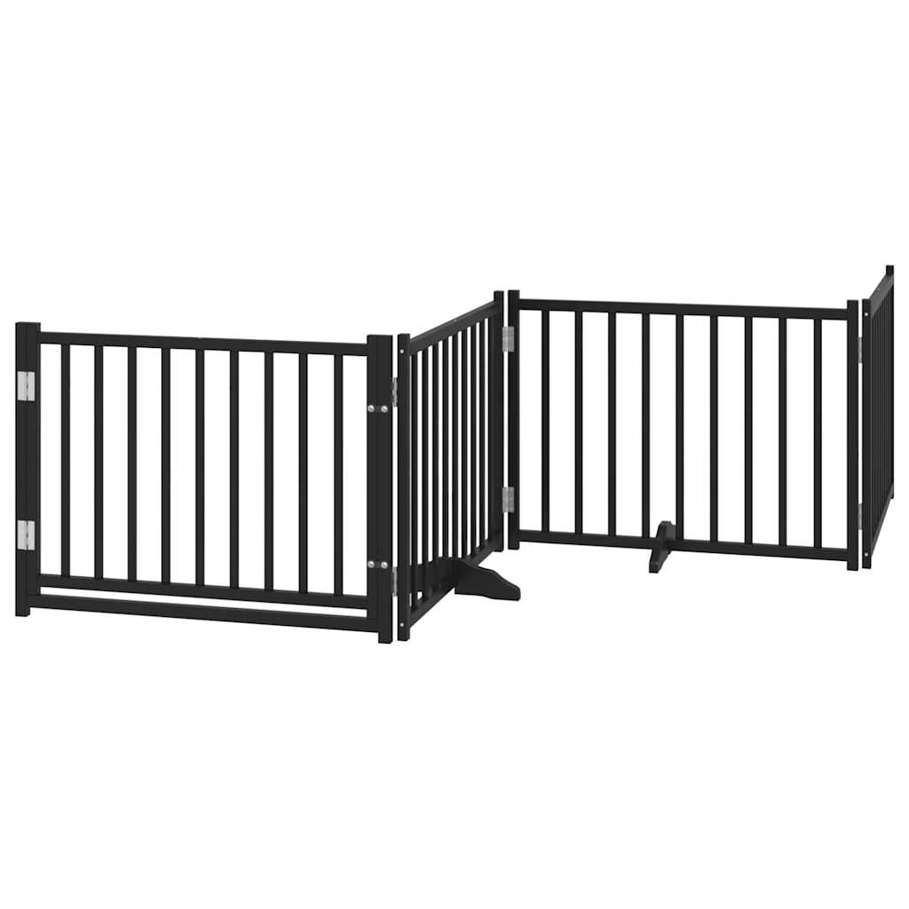 Hondenhek inklapbaar 4 panelen 320 cm massief vurenhout zwart is nu te koop bij PeponiXL, paradijselijk wonen!