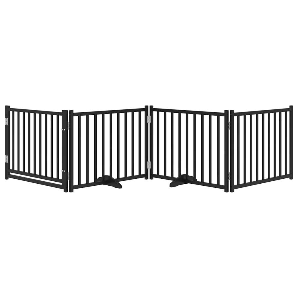 Hondenhek inklapbaar 4 panelen 320 cm massief vurenhout zwart is nu te koop bij PeponiXL, paradijselijk wonen!