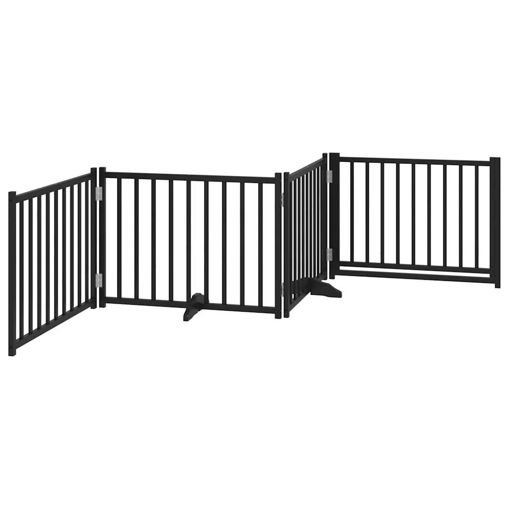 Hondenhek inklapbaar 4 panelen 320 cm massief vurenhout zwart is nu te koop bij PeponiXL, paradijselijk wonen!