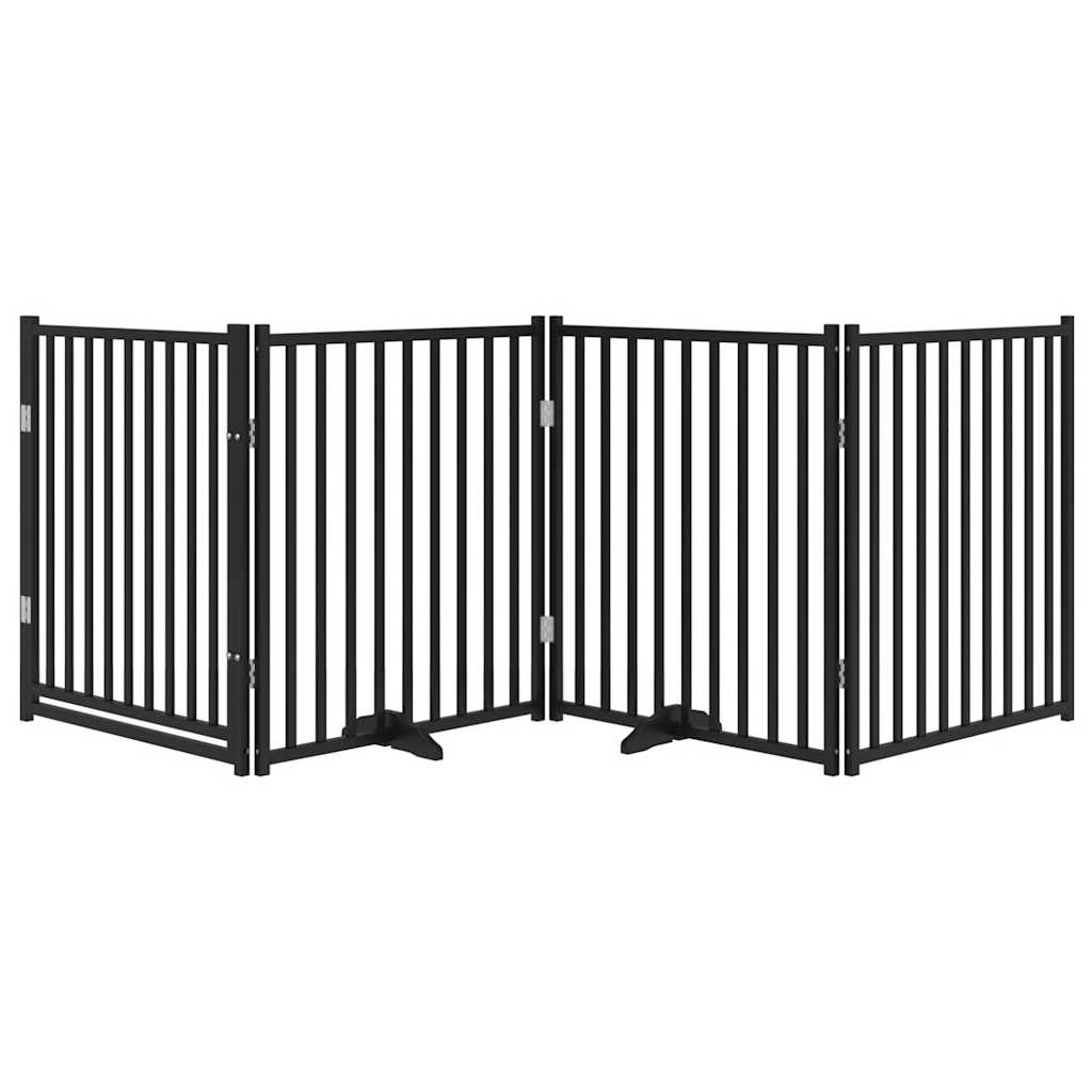 Hondenhek inklapbaar 4 panelen 320 cm massief vurenhout zwart is nu te koop bij PeponiXL, paradijselijk wonen!