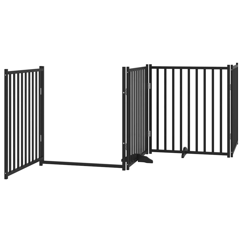 Hondenhek inklapbaar 4 panelen 320 cm massief vurenhout zwart is nu te koop bij PeponiXL, paradijselijk wonen!
