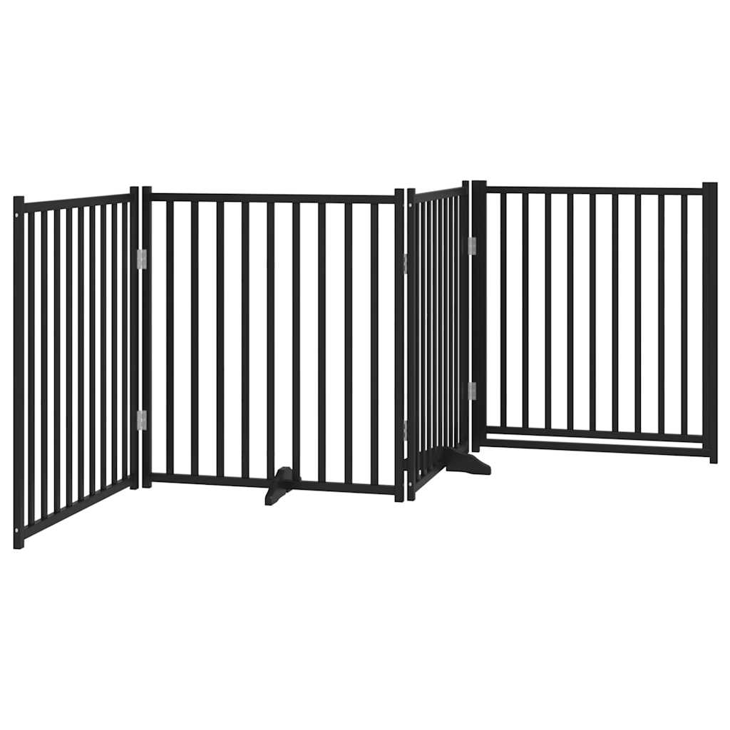 Hondenhek inklapbaar 4 panelen 320 cm massief vurenhout zwart is nu te koop bij PeponiXL, paradijselijk wonen!